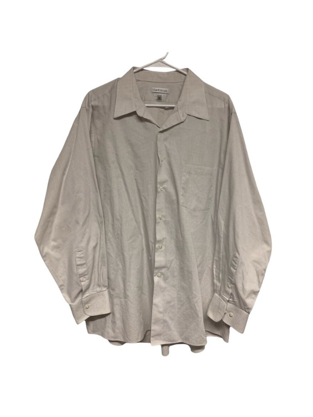 Van Heusen long sleeve button down dress shirt cream white mens size 2XL EUC